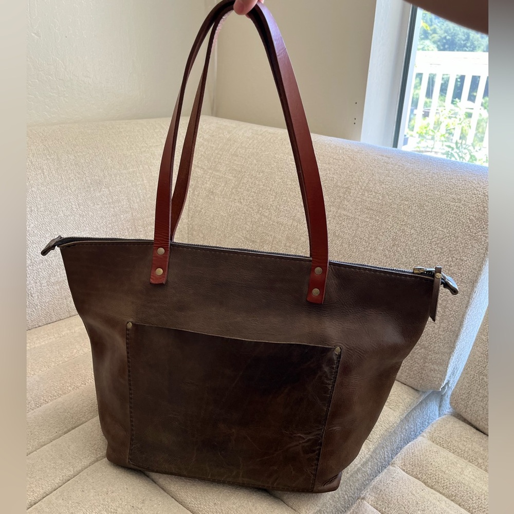 Portland Leather Brown and Tan Tote Bag
